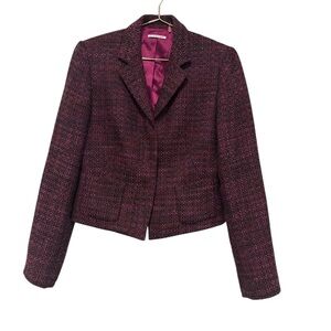 T Tahari Cropped women’s Blazer.  Size 10 purple red tweed.